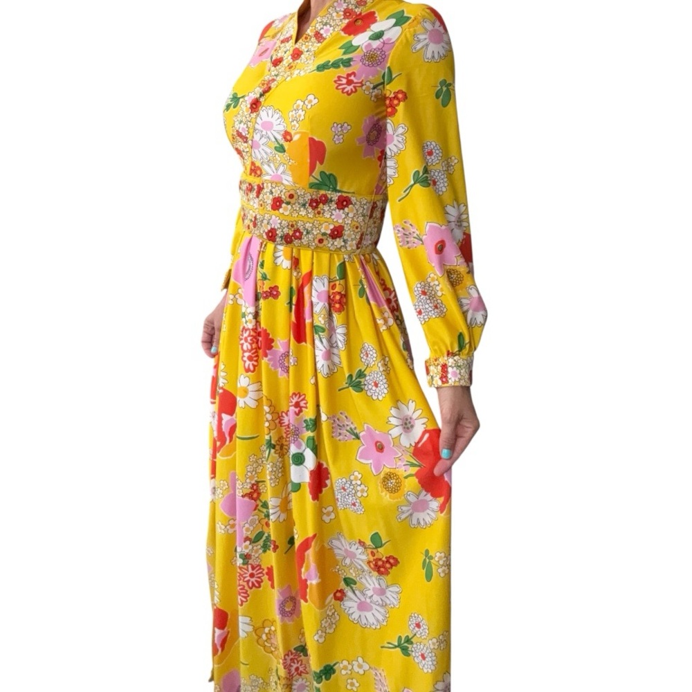Oscar de la Renta VTG 60s / 70s Yellow Floral Maxi Dress